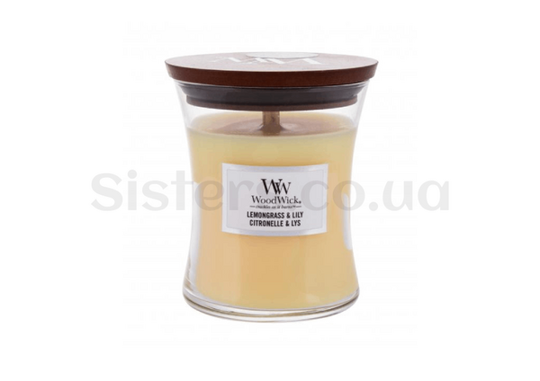 Ароматическая свеча с цветочным ароматом Woodwick Lemongrass and Lily 275 g - Фото №1