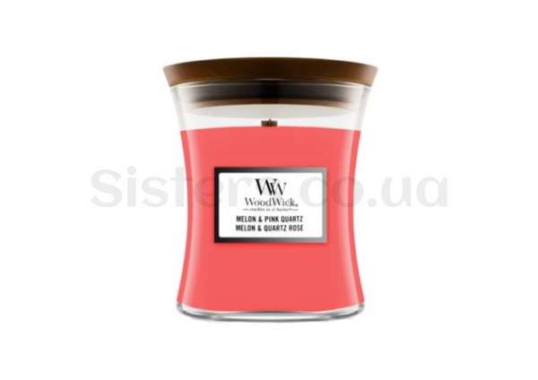 Ароматична свічка з динею та рожевим кварцем WOODWICK Melon & Pink Quartz 85 г - Фото №1