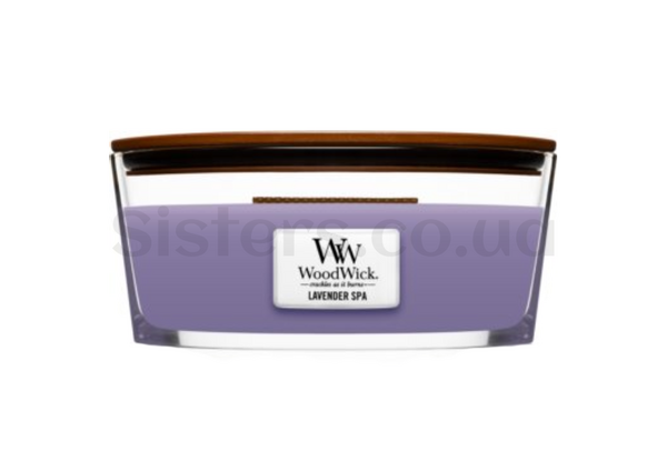 Ароматическая свеча с ароматом лаванды и эвкалипта Woodwick Lavender SPA 453 g - Фото №1