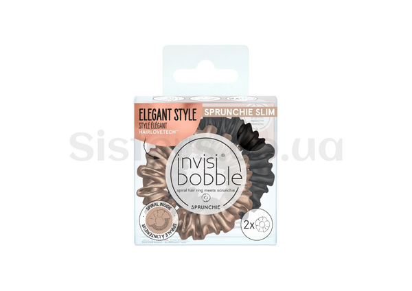 Резинки для волос INVISIBOBBLE Sprunchie Slim 2 шт / черные, беж - Фото №2