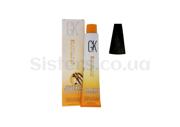 Крем-краска для волос с кератином № 1 GLOBAL KERATIN Juvexin Cream Color Black, 100 мл - Фото №1