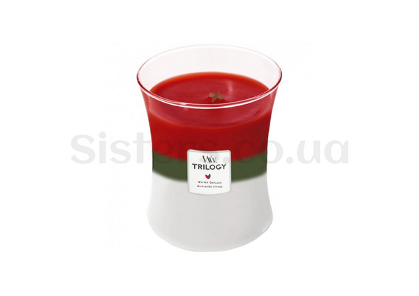 Ароматична свічка з тришаровим ароматом WOODWICK Medium Trilogy Winter Garland 275 гр - Фото №1
