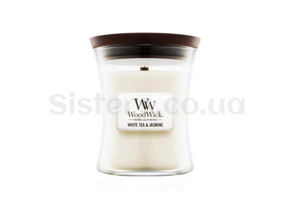 Ароматична свічка з ароматом жасмину WOODWICK Medium White Tea & Jasmine 275 гр - Фото №1