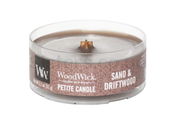 Ароматическая свеча с ароматом древесины и песка WOODWICK Petite Sand and Driftwood 31 гр - Фото №1