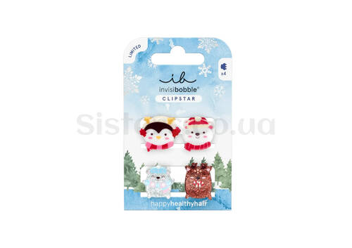 Набір заколок для волосся INVISIBOBBLE Clipstar Kids Cozy Snowy Friends 4 шт - Фото