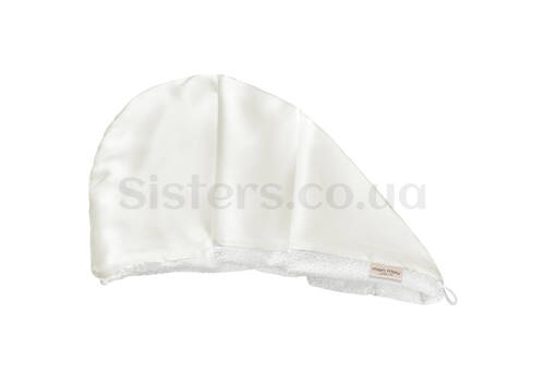 Двухстороннее полотенце-тюрбан MON MOU для деликатной сушки волос белое - Фото