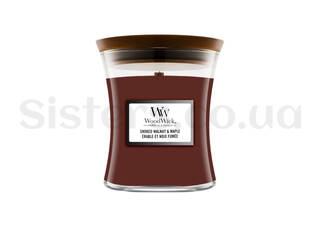 Ароматична свічка з ароматом копченого горіха і клена WOODWICK Medium Smoked Walnut & Maple 85 г - Фото