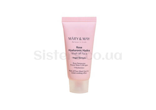 Увлажняющая глиняная маска с розой MARY&MAY Rose Hyaluronic Hydra Wash off Pack 30 г - Фото