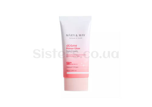 Солнцезащитный крем MARY&MAY Vegan Primer Glow Sun Cream SPF 50+ PA++++ 50 мл - Фото