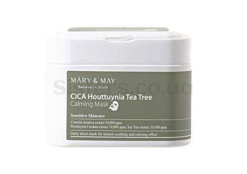 Тканинні маски з екстрактом чайного дерева MARY&MAY Cica Houttuynia Tea Tree Calming Mask 30 шт - Фото