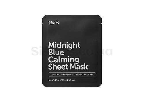 Тканинна заспокійлива маска DEAR, KLAIRS Midnight Blue Calming Sheet Mask 1 шт - Фото