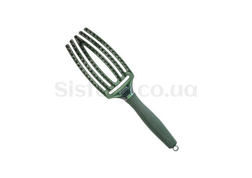 Щітка масажна OLIVIA GARDEN Finger Brush Care Ionic Green Emerald - Фото