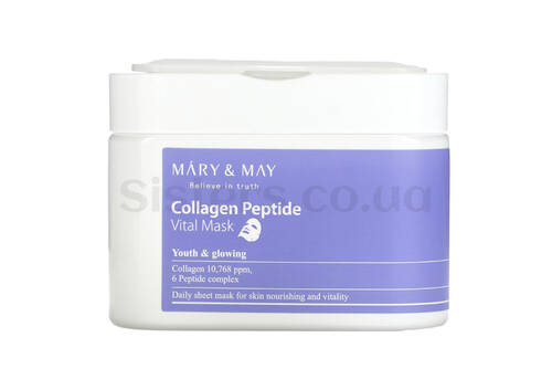Набір тканинних масок для обличчя MARY&MAY Collagen Peptide Vital Mask 30 шт - Фото