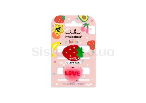 Заколки для волосся INVISIBOBBLE Clipstar Kids Glow Frutti Strawberry 2 шт - Фото