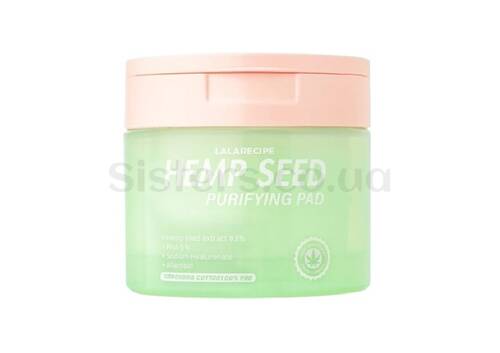 Педи для тонізації обличчя з екстрактом коноплі LALARECIPE Hemp Seed Purifying Pad 70 шт - Фото