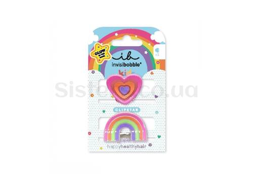 Заколки для волосся INVISIBOBBLE Clipstar Kids Glow Happy Heart 2 шт - Фото